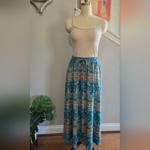 DB Moon Paisley Maxi Skirt Teal Beige Size Small NWT